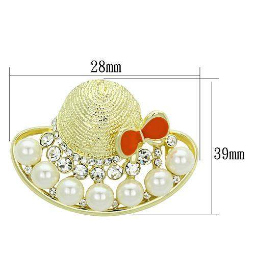 Alamode Flash Gold White Metal Brooches with Synthetic Pearl in White - Alamode - Flyclothing LLC