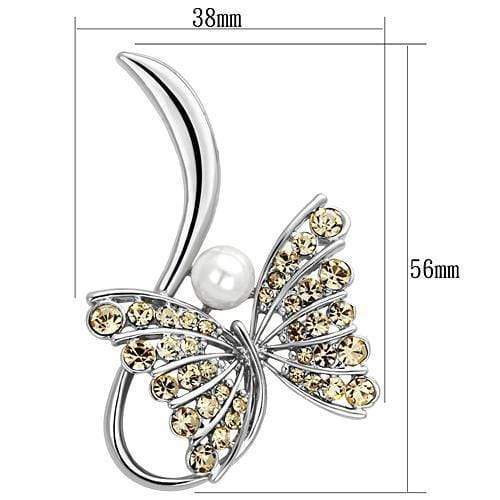 Alamode Imitation Rhodium White Metal Brooches with Synthetic Pearl in White - Alamode - Flyclothing LLC
