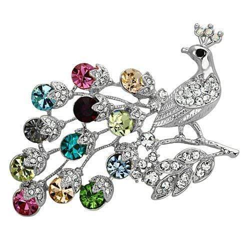 Alamode Imitation Rhodium White Metal Brooches with Top Grade Crystal in Multi Color - Alamode - Flyclothing LLC