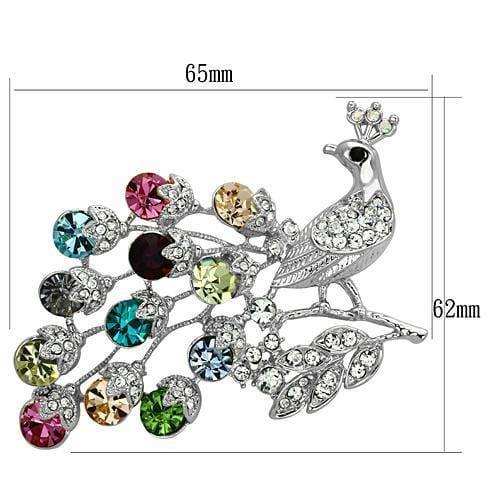 Alamode Imitation Rhodium White Metal Brooches with Top Grade Crystal in Multi Color - Alamode - Flyclothing LLC
