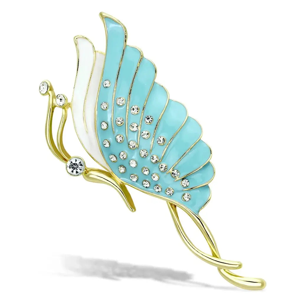 Alamode Flash Rose Gold White Metal Brooches with Top Grade Crystal in Clear - Alamode - Flyclothing LLC