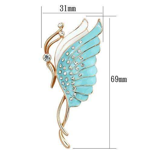 Alamode Flash Rose Gold White Metal Brooches with Top Grade Crystal in Clear - Alamode - Flyclothing LLC