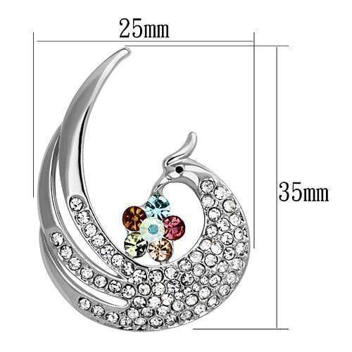 Alamode Imitation Rhodium White Metal Brooches with Top Grade Crystal in Multi Color - Alamode - Flyclothing LLC