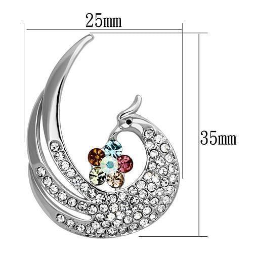 Alamode Imitation Rhodium White Metal Brooches with Top Grade Crystal in Multi Color - Alamode
