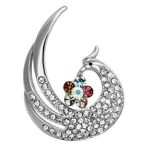 Alamode Imitation Rhodium White Metal Brooches with Top Grade Crystal in Multi Color - Alamode - Flyclothing LLC