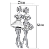 Alamode Imitation Rhodium White Metal Brooches with Synthetic Synthetic Glass in Clear - Alamode - Flyclothing LLC