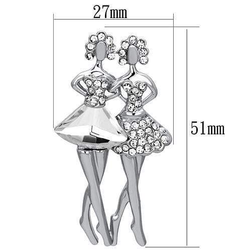 Alamode Imitation Rhodium White Metal Brooches with Synthetic Synthetic Glass in Clear - Alamode - Flyclothing LLC