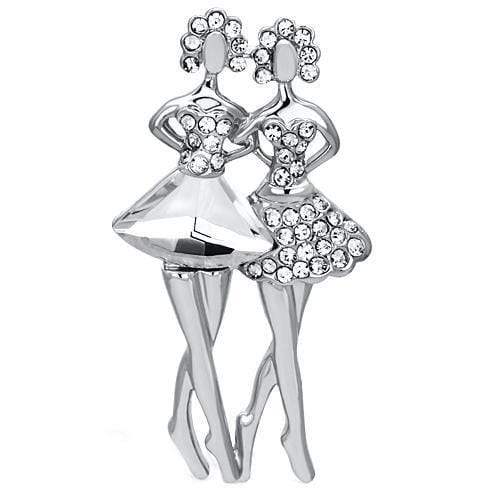 Alamode Imitation Rhodium White Metal Brooches with Synthetic Synthetic Glass in Clear - Alamode - Flyclothing LLC