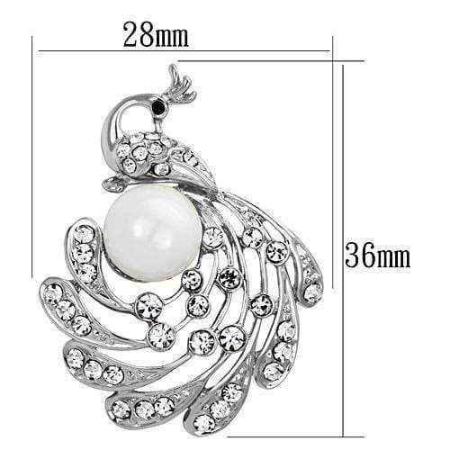 Alamode Imitation Rhodium White Metal Brooches with Synthetic Pearl in White - Alamode - Flyclothing LLC