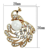 Alamode Flash Rose Gold White Metal Brooches with Synthetic Pearl in White - Alamode