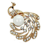 Alamode Flash Rose Gold White Metal Brooches with Synthetic Pearl in White - Alamode