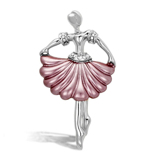 Alamode Flash Rose Gold White Metal Brooches with Top Grade Crystal in Clear - Alamode