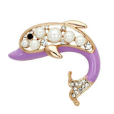 Alamode Flash Rose Gold White Metal Brooches with Synthetic Pearl in White - Alamode