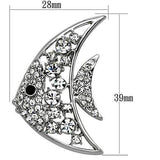Alamode Imitation Rhodium White Metal Brooches with Top Grade Crystal in Clear - Alamode - Flyclothing LLC