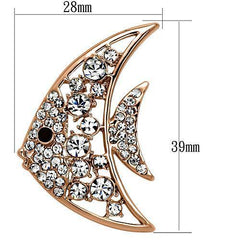Alamode Flash Rose Gold White Metal Brooches with Top Grade Crystal in Clear - Flyclothing LLC