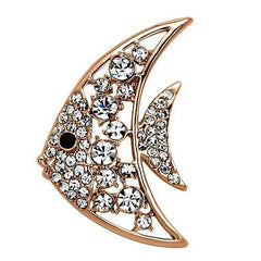 Alamode Flash Rose Gold White Metal Brooches with Top Grade Crystal in Clear - Flyclothing LLC