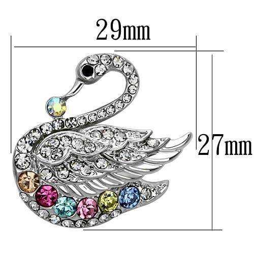 Alamode Imitation Rhodium White Metal Brooches with Top Grade Crystal in Multi Color - Alamode - Flyclothing LLC