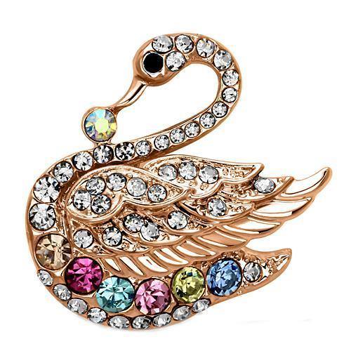 Alamode Flash Rose Gold White Metal Brooches with Top Grade Crystal in Multi Color - Alamode