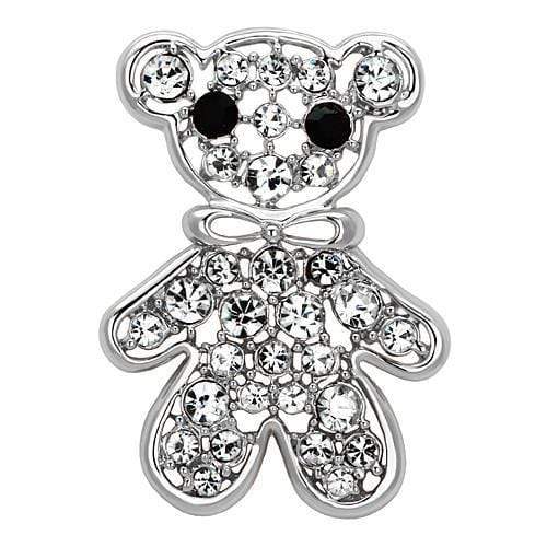 Alamode Imitation Rhodium White Metal Brooches with Top Grade Crystal in Clear - Alamode - Flyclothing LLC