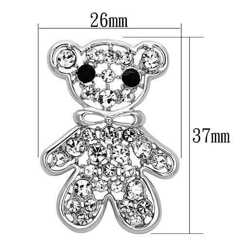 Alamode Imitation Rhodium White Metal Brooches with Top Grade Crystal in Clear - Alamode - Flyclothing LLC