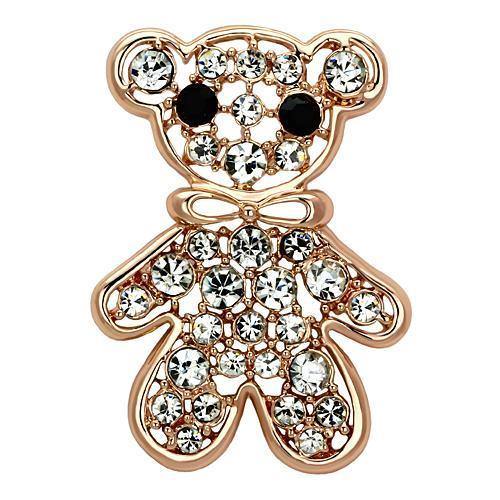 Alamode Flash Rose Gold White Metal Brooches with Top Grade Crystal in Clear - Alamode