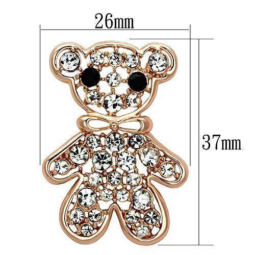 Alamode Flash Rose Gold White Metal Brooches with Top Grade Crystal in Clear - Alamode - Flyclothing LLC