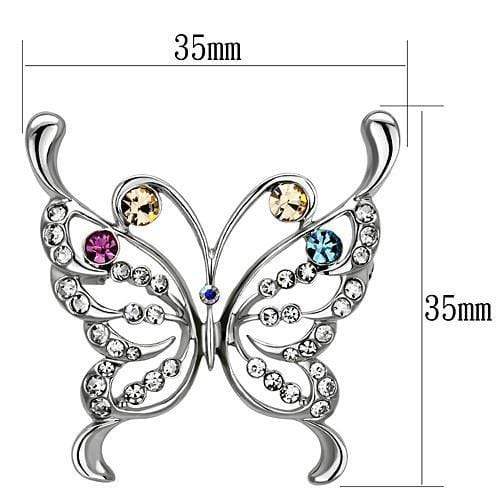 Alamode Imitation Rhodium White Metal Brooches with Top Grade Crystal in Multi Color - Alamode - Flyclothing LLC
