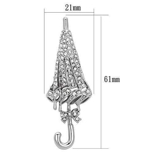 Alamode Imitation Rhodium White Metal Brooches with Top Grade Crystal in Clear - Alamode - Flyclothing LLC