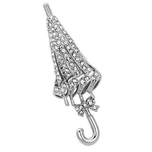 Alamode Imitation Rhodium White Metal Brooches with Top Grade Crystal in Clear - Alamode - Flyclothing LLC