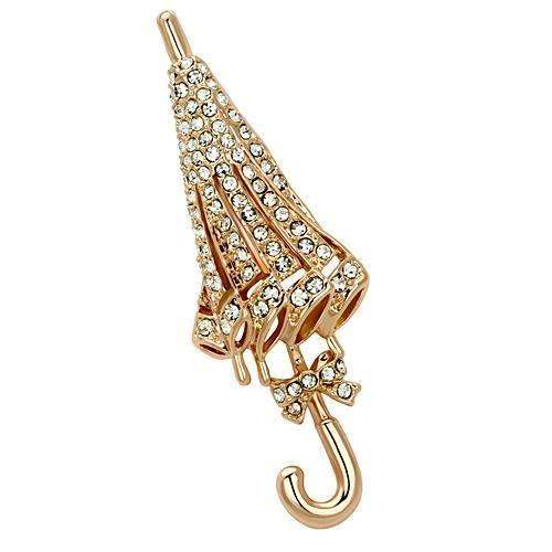 Alamode Flash Rose Gold White Metal Brooches with Top Grade Crystal in Clear - Alamode - Flyclothing LLC