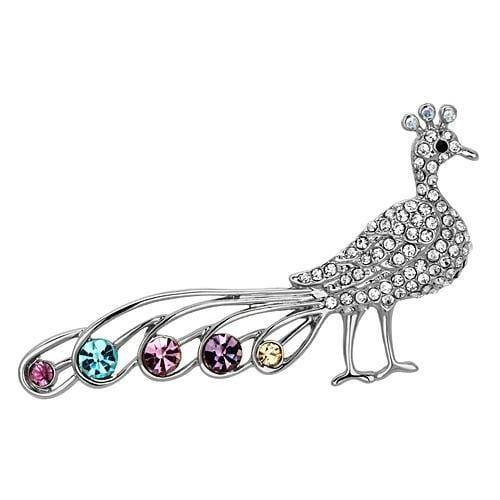 Alamode Imitation Rhodium White Metal Brooches with Top Grade Crystal in Multi Color - Alamode
