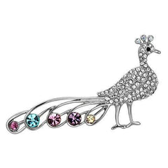Alamode Imitation Rhodium White Metal Brooches with Top Grade Crystal in Multi Color