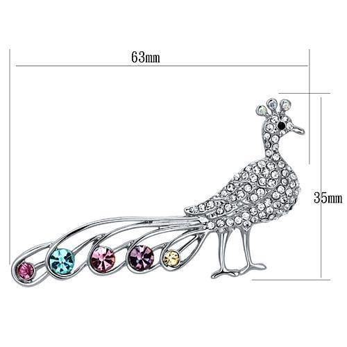 Alamode Imitation Rhodium White Metal Brooches with Top Grade Crystal in Multi Color - Alamode
