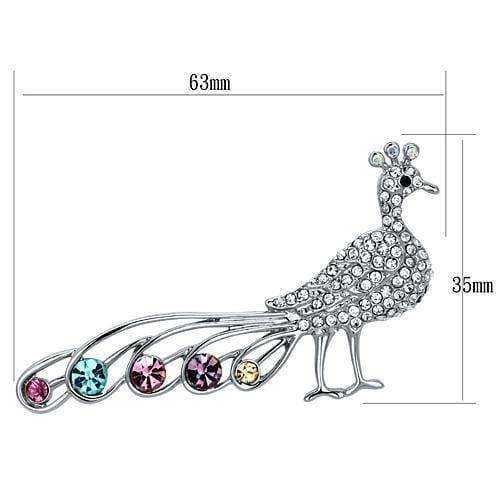 Alamode Imitation Rhodium White Metal Brooches with Top Grade Crystal in Multi Color - Alamode - Flyclothing LLC