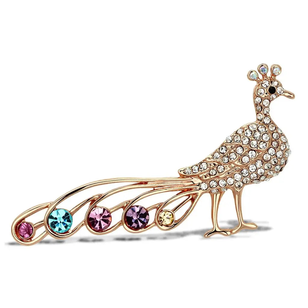 Alamode Flash Rose Gold White Metal Brooches with Top Grade Crystal in Multi Color - Alamode - Flyclothing LLC