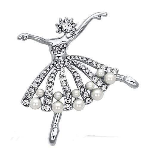 Alamode Imitation Rhodium White Metal Brooches with Synthetic Pearl in White - Alamode - Flyclothing LLC