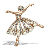 Alamode Flash Rose Gold White Metal Brooches with Synthetic Pearl in White - Alamode