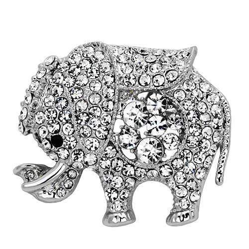 Alamode Imitation Rhodium White Metal Brooches with Top Grade Crystal in Clear - Alamode - Flyclothing LLC