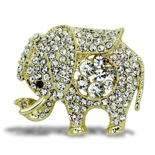 Alamode Flash Gold White Metal Brooches with Top Grade Crystal in Clear - Alamode - Flyclothing LLC