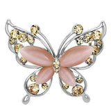 Alamode Imitation Rhodium White Metal Brooches with Synthetic Cat Eye in Light Rose - Alamode - Flyclothing LLC
