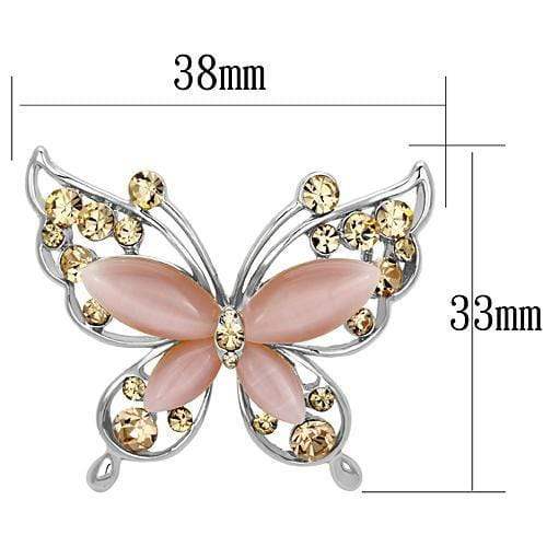 Alamode Imitation Rhodium White Metal Brooches with Synthetic Cat Eye in Light Rose - Alamode - Flyclothing LLC