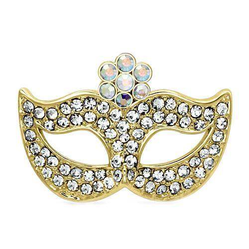 Alamode Flash Gold White Metal Brooches with Top Grade Crystal in Aurora Borealis (Rainbow Effect) - Alamode - Flyclothing LLC