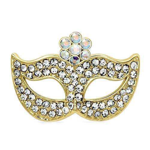 Alamode Flash Gold White Metal Brooches with Top Grade Crystal in Aurora Borealis (Rainbow Effect) - Alamode - Flyclothing LLC
