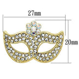 Alamode Flash Gold White Metal Brooches with Top Grade Crystal in Aurora Borealis (Rainbow Effect) - Alamode