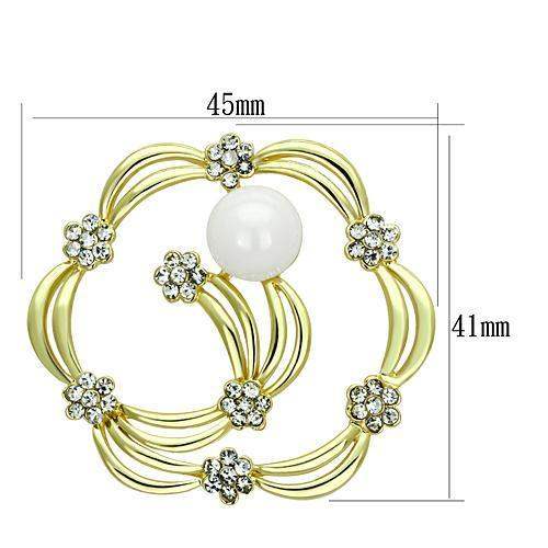 Alamode Flash Gold White Metal Brooches with Synthetic Pearl in White - Alamode - Flyclothing LLC