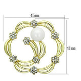 Alamode Flash Gold White Metal Brooches with Synthetic Pearl in White - Alamode