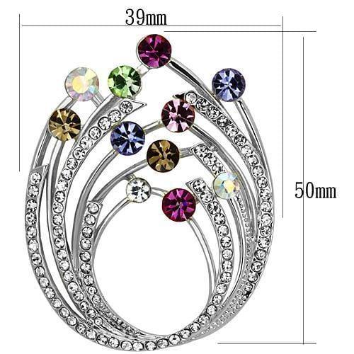 Alamode Imitation Rhodium White Metal Brooches with Top Grade Crystal in Multi Color - Alamode