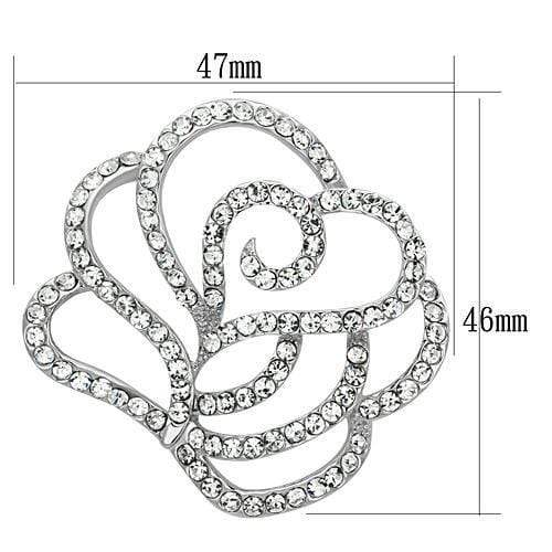 Alamode Imitation Rhodium White Metal Brooches with Top Grade Crystal in Clear - Alamode - Flyclothing LLC