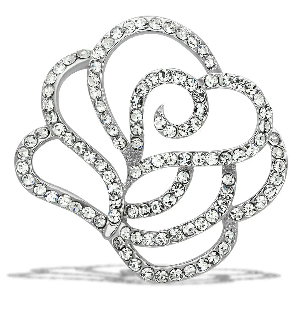 Alamode Flash Gold White Metal Brooches with Top Grade Crystal in Clear - Alamode - Flyclothing LLC
