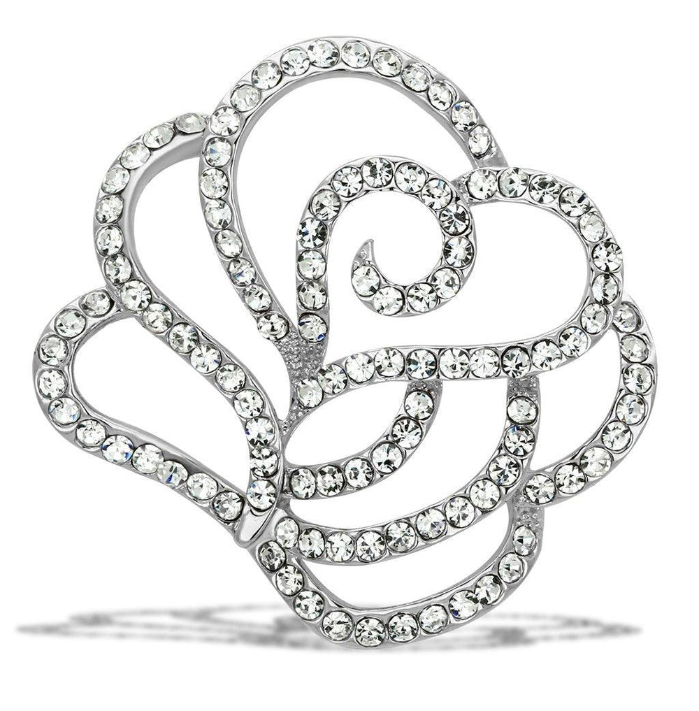 Alamode Flash Gold White Metal Brooches with Top Grade Crystal in Clear - Alamode